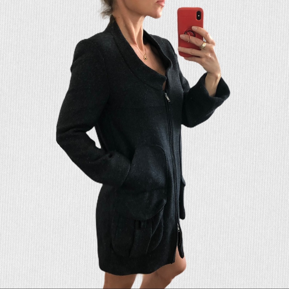 Marni Runway Tweed Wool Grey Dress Coat Jacket S View 4